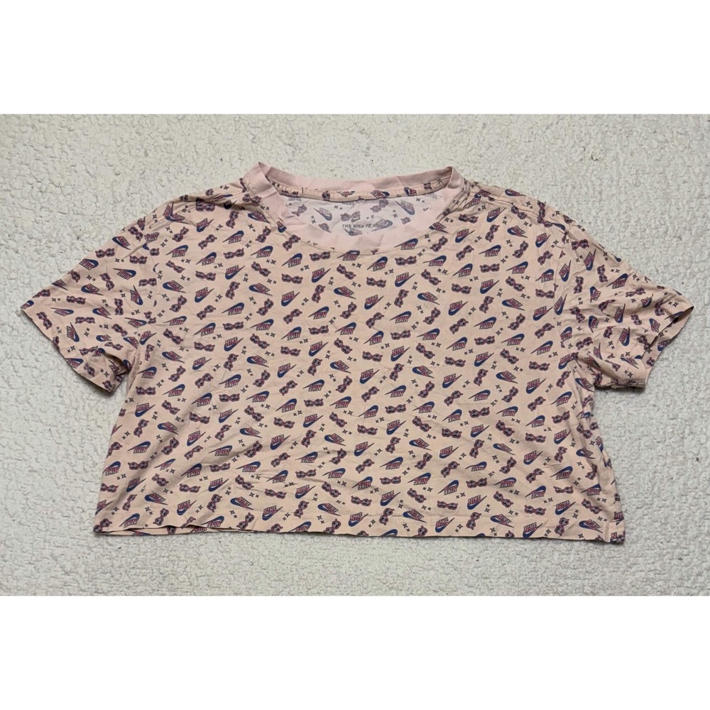 Nike Womens T-shirt Cropped Size M Pink The Nike Tee Cotton Novelty Sunglasses
